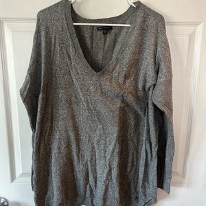 Gray V-Neck Women's Top